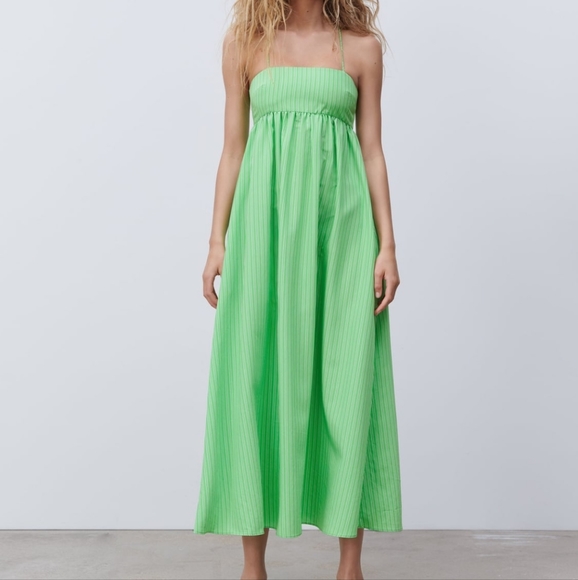 Zara Dresses & Skirts - Zara Lime Green Midi Dress